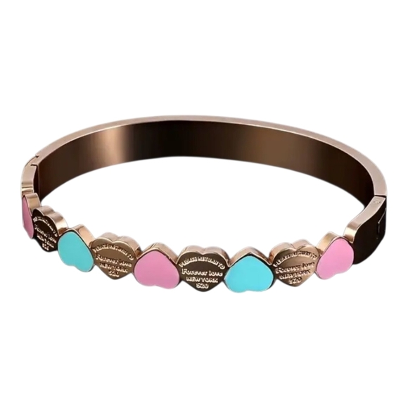 18K PLATED GOLD TITANIUM STEEL LUX INSPIRED BANGLE BRACELET - Picture 9 of 11